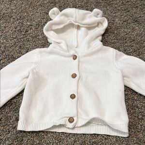 Carter's White Knit Hooded Baby Cardigan with Ear Details